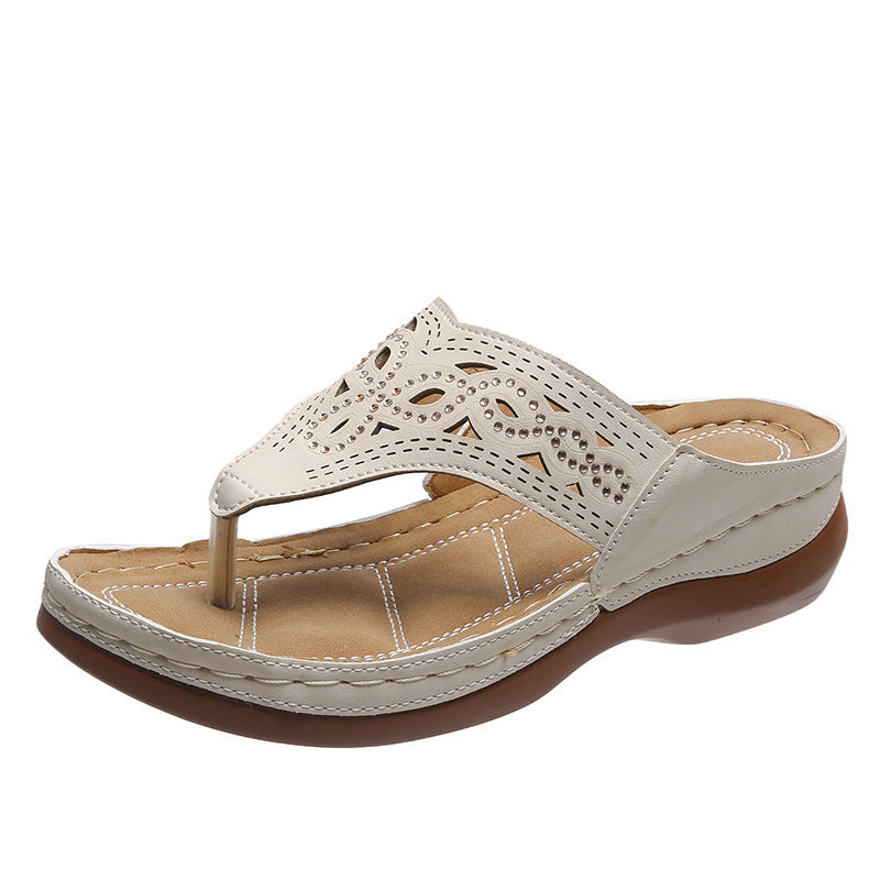 Clip Toe Wedge Sandalen Frauen Sommer Flip-Flops Hausschuhe Strandschuhe