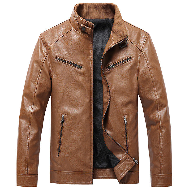 Manteau rembourré polaire pour homme, style coréen décontracté, col montant, veste en cuir PU, jeune et tendance