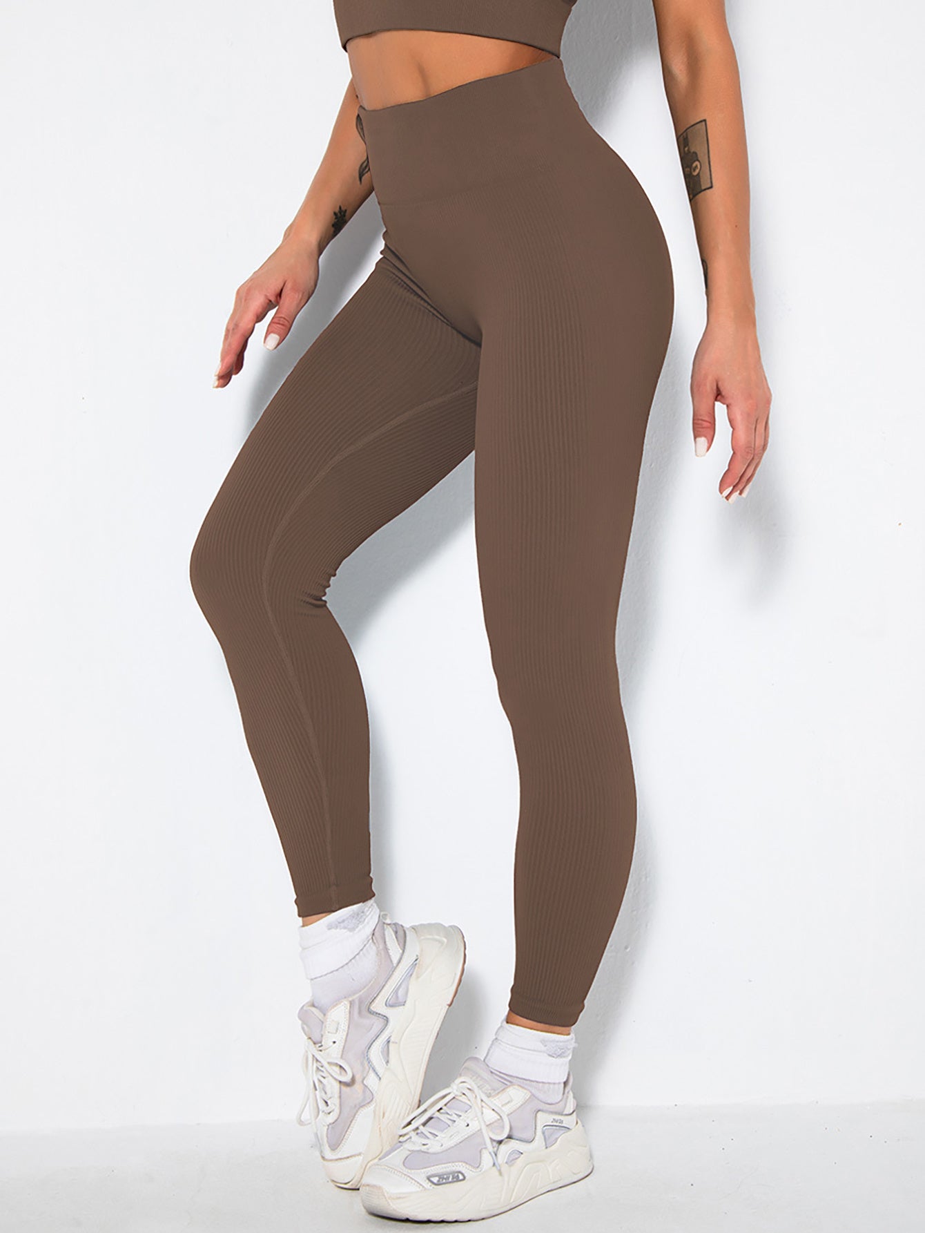 Po-Lifting-Yoga-Leggings für das Training mit hoher Taille und Bauchkontrolle, gerüschte Booty-Hose, gerippte nahtlose Leggings für Frauen mit hoher Taille für das Training im Fitnessstudio, athletische Yoga-Hose