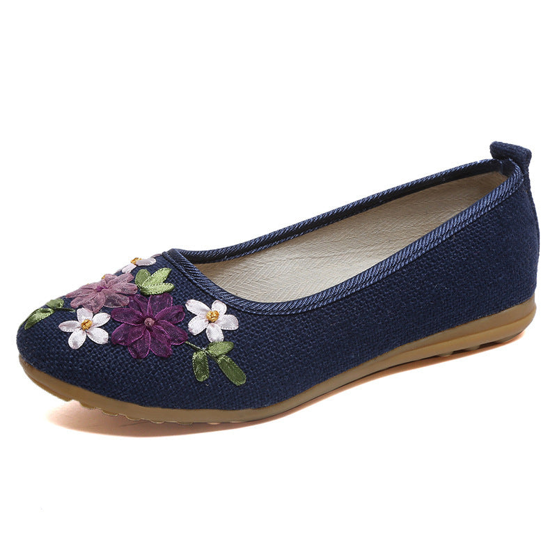 Ethnische Stil Bestickte Schuhe Flache Leinen Frauen