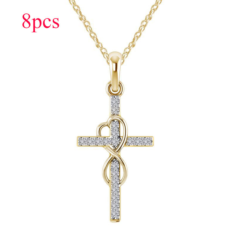 Legierungsanhänger mit Diamant und achtstelliger Kreuzkette