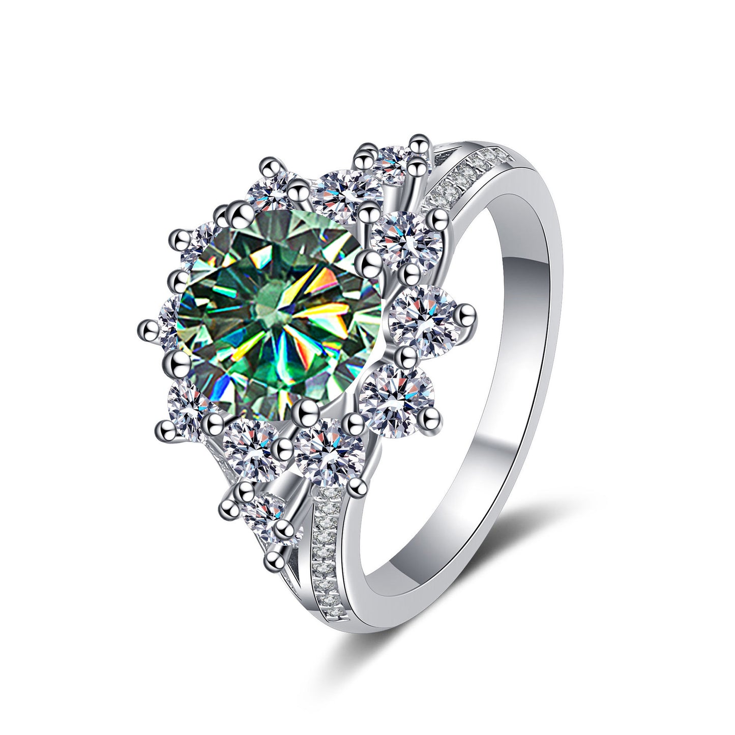 925 Sterling Silver Ring Female 3 Karat Color Moissanite Affordable Luxury Style Ring