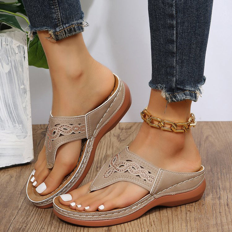 Clip Toe Wedge Sandalen Frauen Sommer Flip-Flops Hausschuhe Strandschuhe
