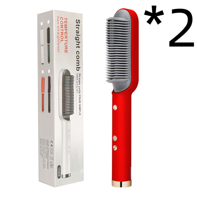 Nouveau peigne chaud lisseur 2 en 1 avec ion négatif et brosse à cheveux électrique double usage