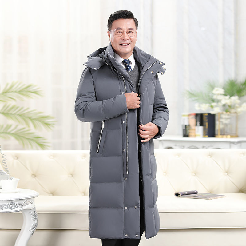 Winter verdickte lange Daunenjacke für Herren über dem Knie