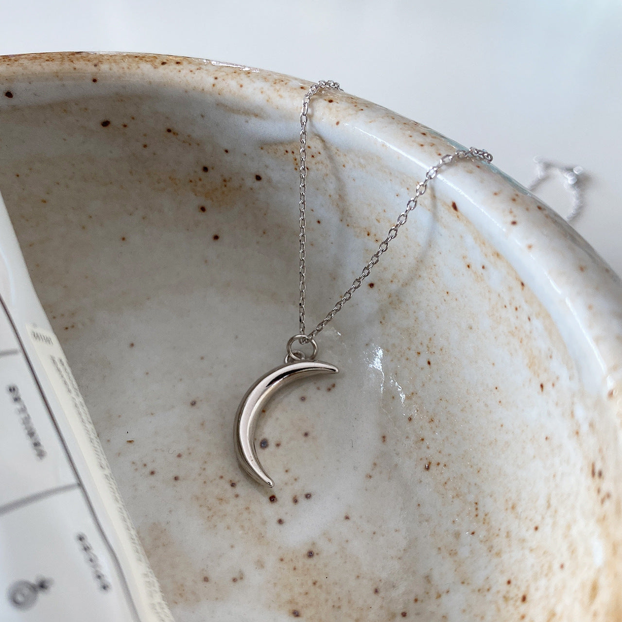 925 Sterling Silver  Moon Design Gold Necklace Set