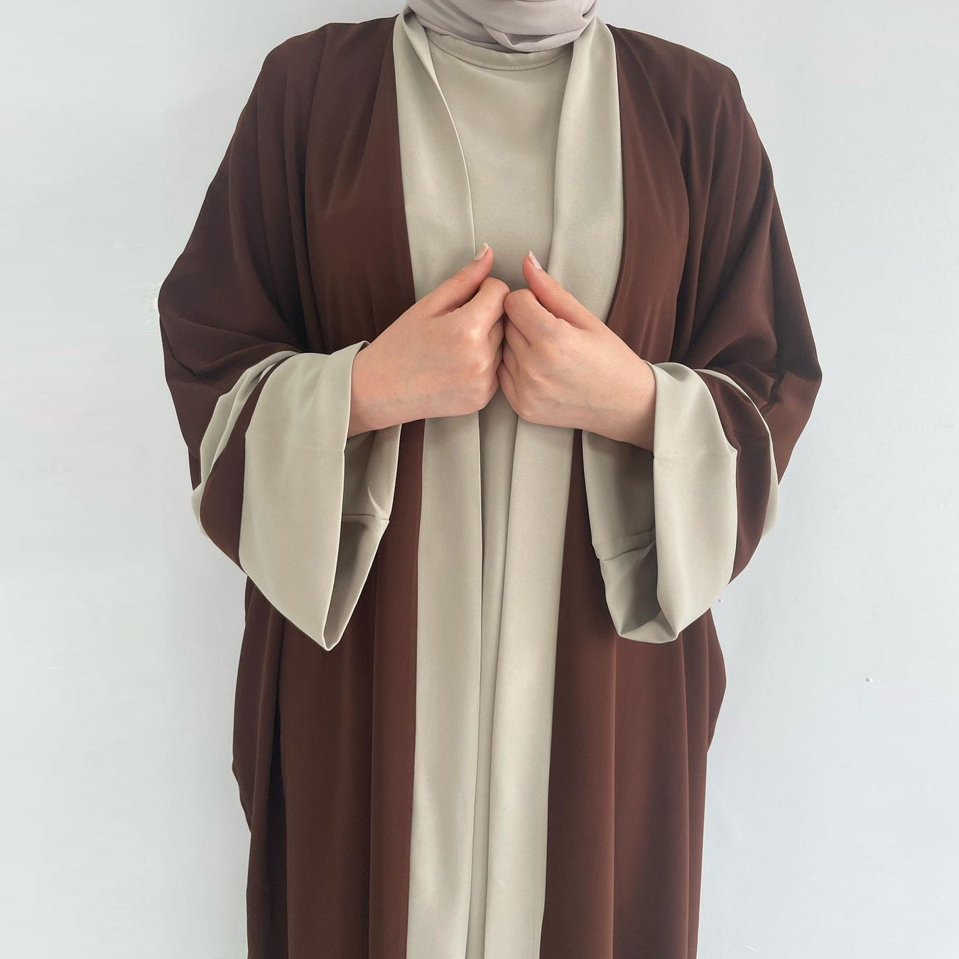 Stylish Women'S Muslim Long Dress Abaya Two Piece Suit for Everyday W