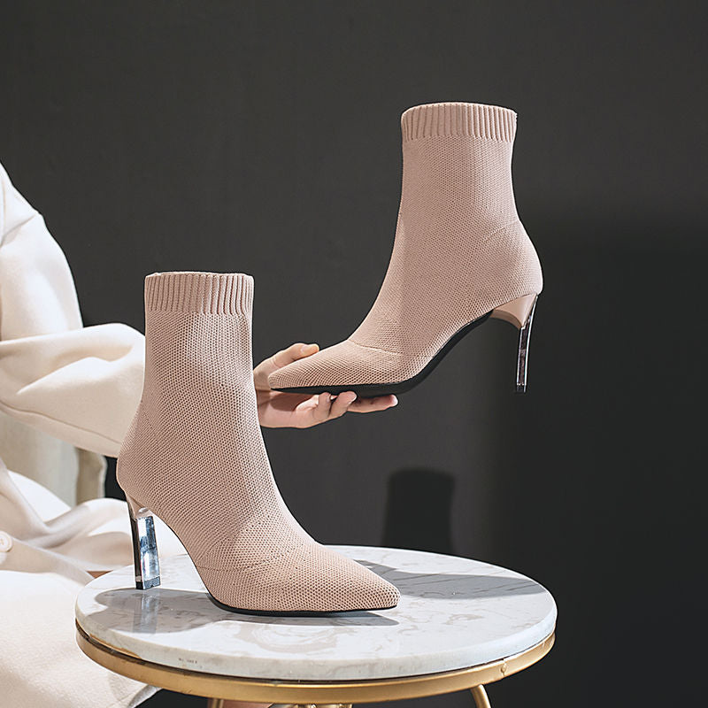 Spitze Zehen Stiefeletten Damen Socken Schuhe