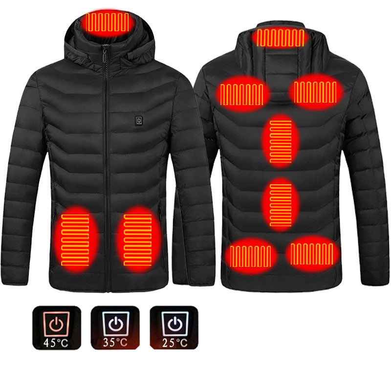 Winter Beheizte Jacke USB Elektrische Baumwolljacke Reißverschluss Heizung Thermokleidung Heizweste für Herren