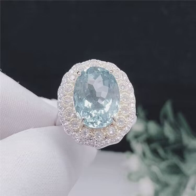 Verstellbarer Blautopas-Stapelring – minimalistisches Band aus 925er Sterlingsilber | PurelyMart