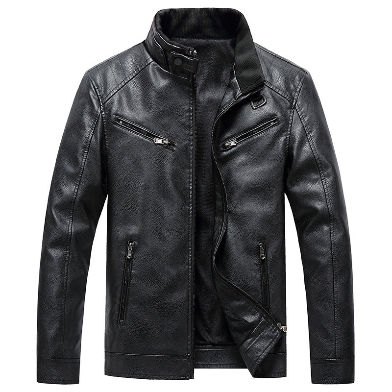 Manteau rembourré polaire pour homme, style coréen décontracté, col montant, veste en cuir PU, jeune et tendance