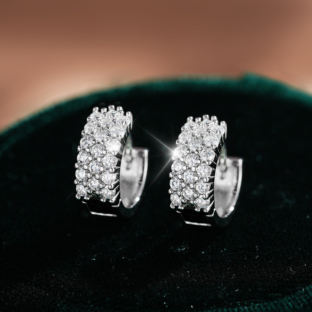 American Style 925 Sterling Silver Moissanite Earrings For Women, Asymmetrical Geometric