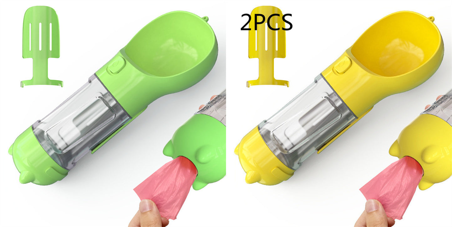 Bouteille d'eau pour animaux de compagnie, gamelle, rangement de sacs poubelles, portable pour voyage en extérieur, bouteille d'eau 3-en-1 pour chien