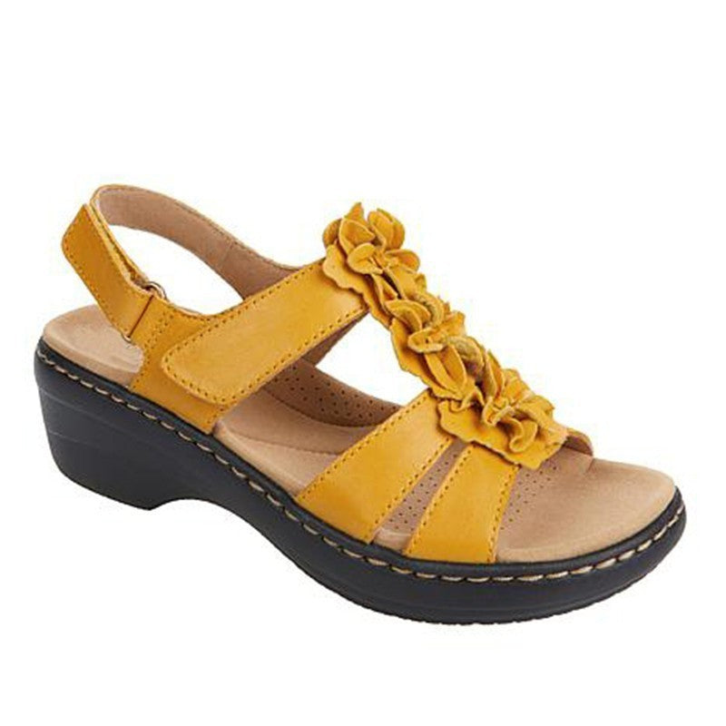 Blumen Sandalen Sommer Klettverschluss Keile Schuhe für Frauen