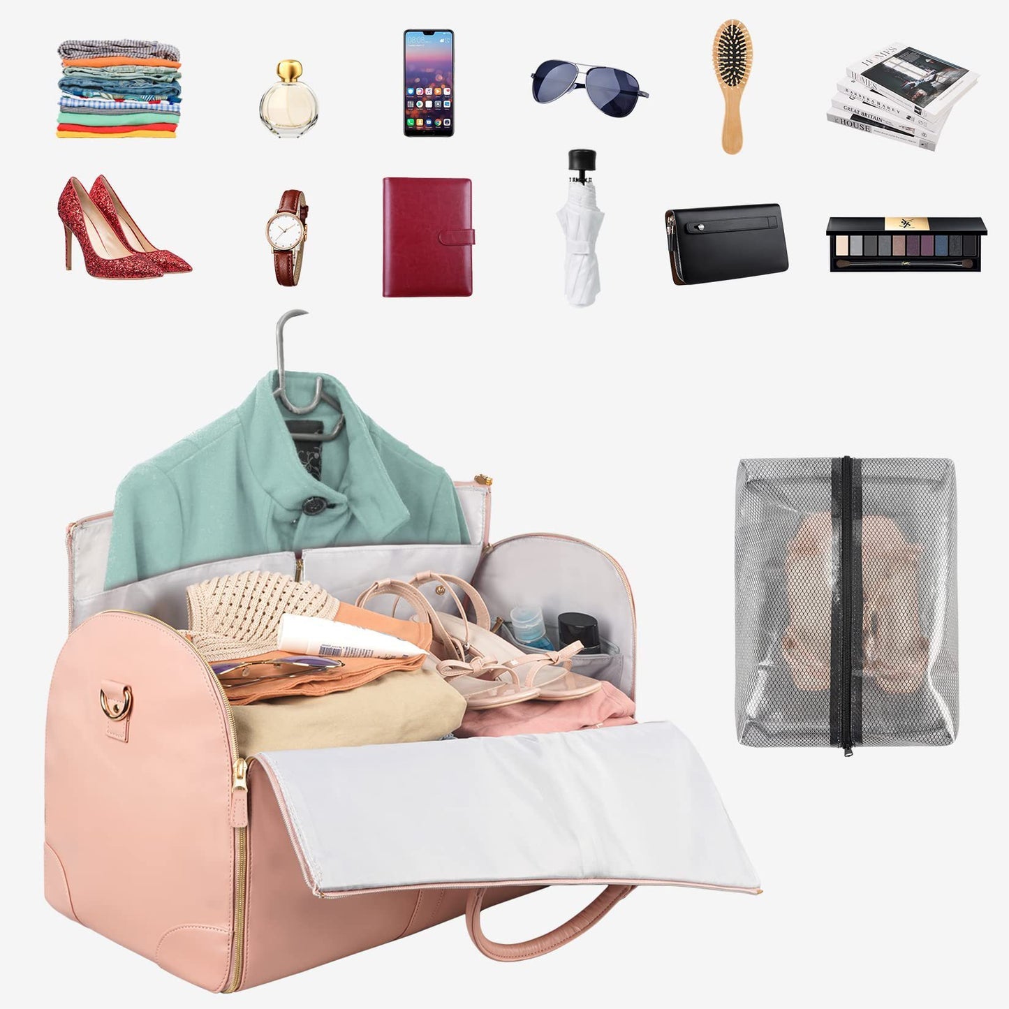 Sac de voyage grande capacité pour femme Sac à main Sac de costume pliant Sacs fourre-tout étanches pour vêtements