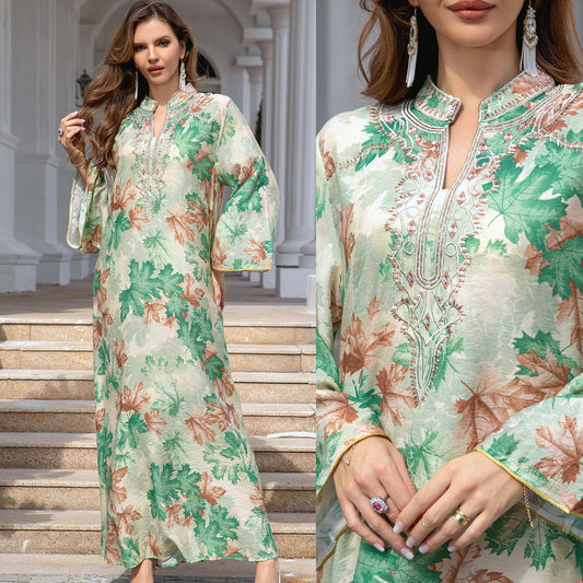 Stylish Muslim Dress Embroidered Fashion Robe for Everyday Wear