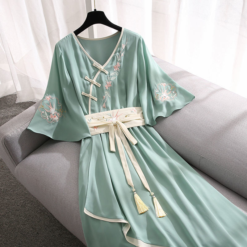 Women's Summer Embroidery Improved Hanfu Dress
