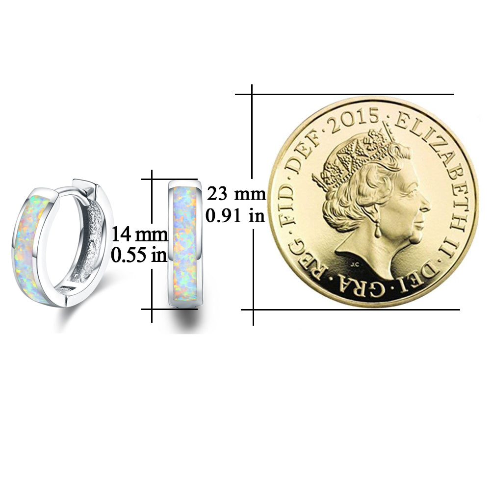 Creolen mit Scharnier, Opal-Ohrringe aus 925er Sterlingsilber für Damen