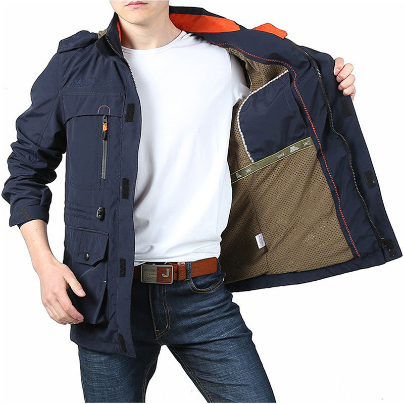 Chic Men'S Medium To Long Casual Outdoor Hooded Plus Size Jacket for