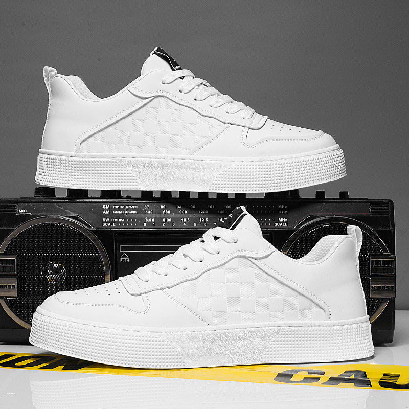 Baskets basses décontractées à lacets pour hommes, chaussures plates à carreaux respirantes
