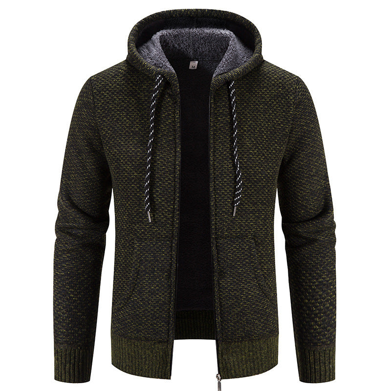 Manteau d'hiver avec fermeture éclair, couleur unie, manches longues, cordon de serrage, avec capuche, chaud, décontracté, épais, en peluche, pour le quotidien