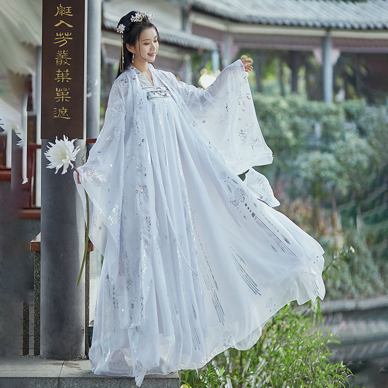Women's Ancient Style Cloud Crane Hanfu Gilding Large Swing Skirt