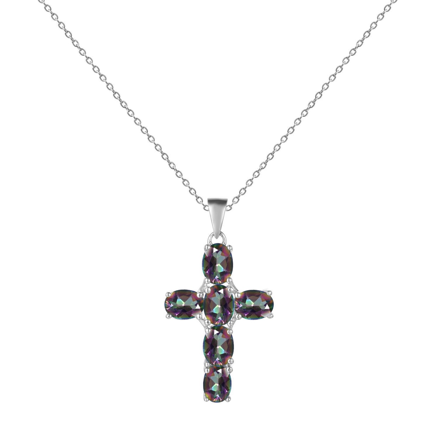 925 Silver Inlaid Crystal Cross Necklace Pendant