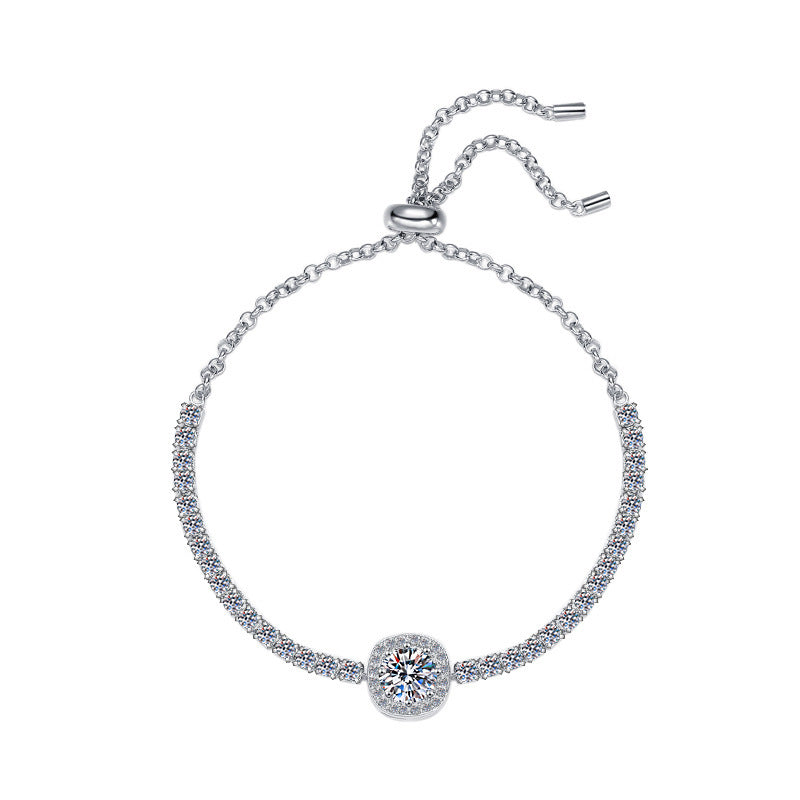 Bracelet en argent sterling 925 avec moissanite étoilée
