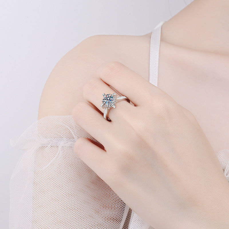 925 Sterling Silber Mikro-Fassung 1 Karat Moissanit-Ring