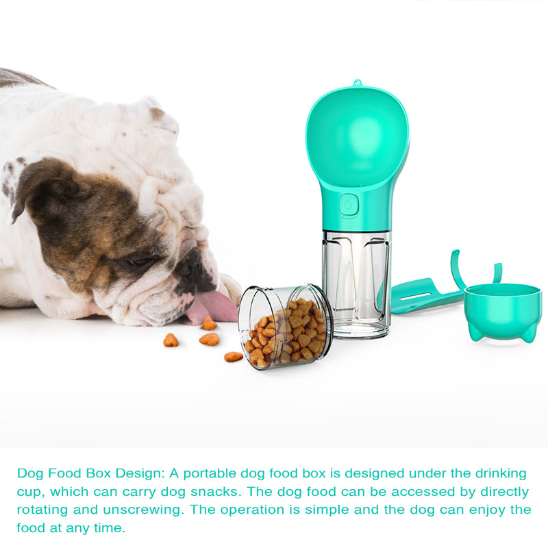 Bouteille d'eau pour animaux de compagnie, gamelle, rangement de sacs poubelles, portable pour voyage en extérieur, bouteille d'eau 3-en-1 pour chien
