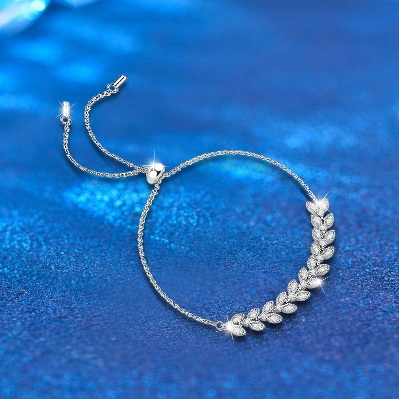 Moissanit Verstellbares 925er Sterling Silber Weizenarmband