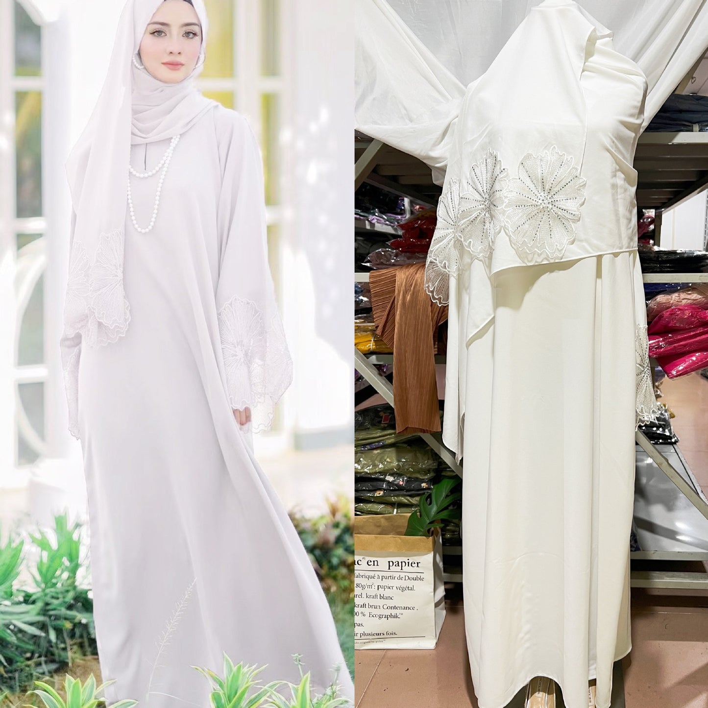 Robe musulmane pour femme - Robe indonésienne malaise avec foulard