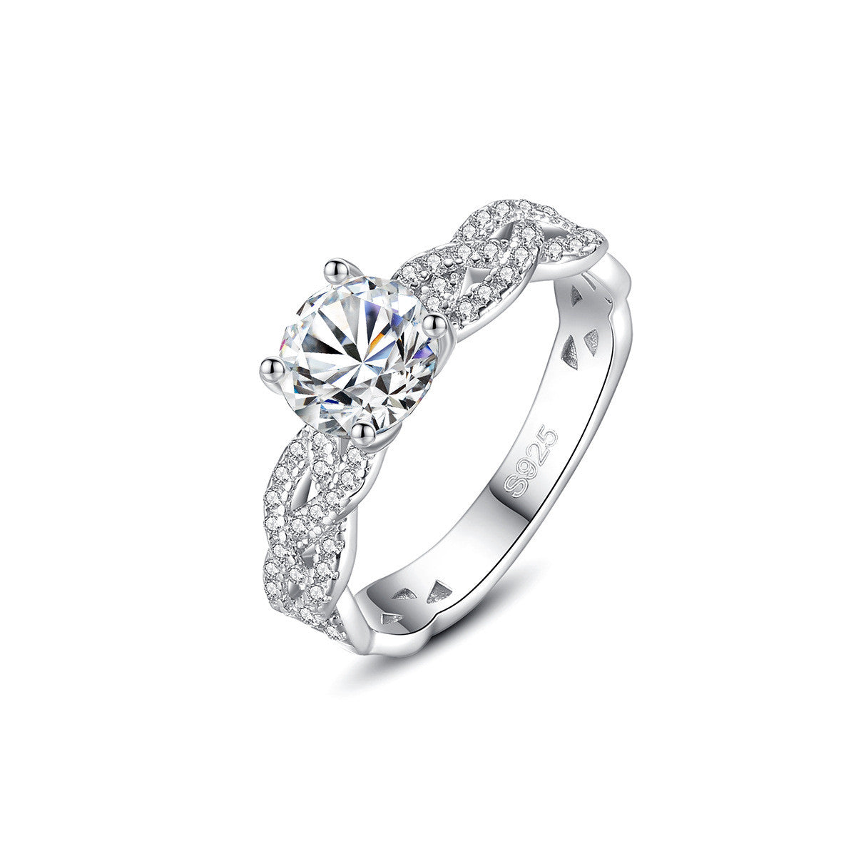Mossan Diamond Ring 925 Sterling Silver