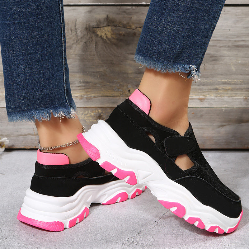 Mesh-Sportschuhe Damenmode Outdoor Flache Ferse Runde Zehe Preppy Laufschuhe