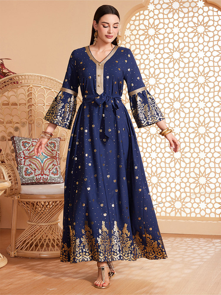 Stylish European And American Muslim Bronzing Temperament Long Sleeve