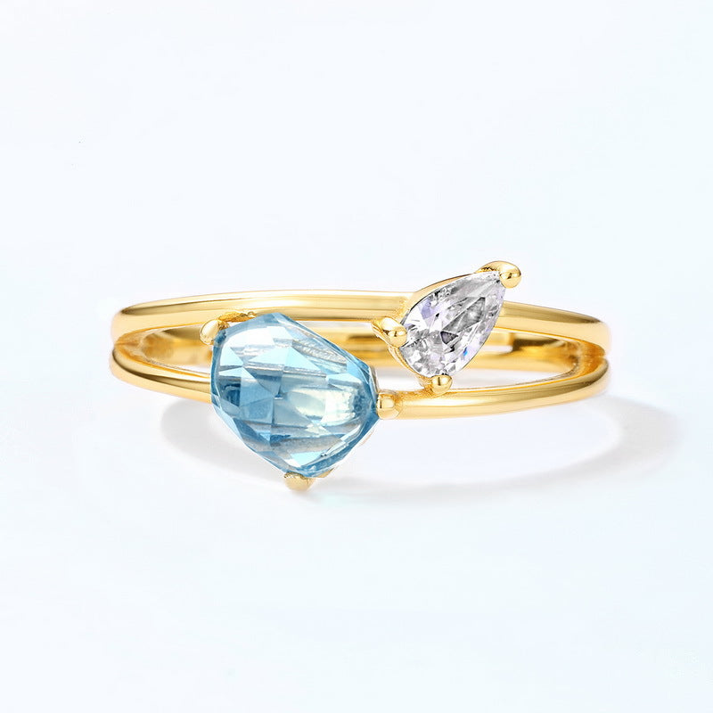 Bague topaze bleu ciel de luxe légère et tendance