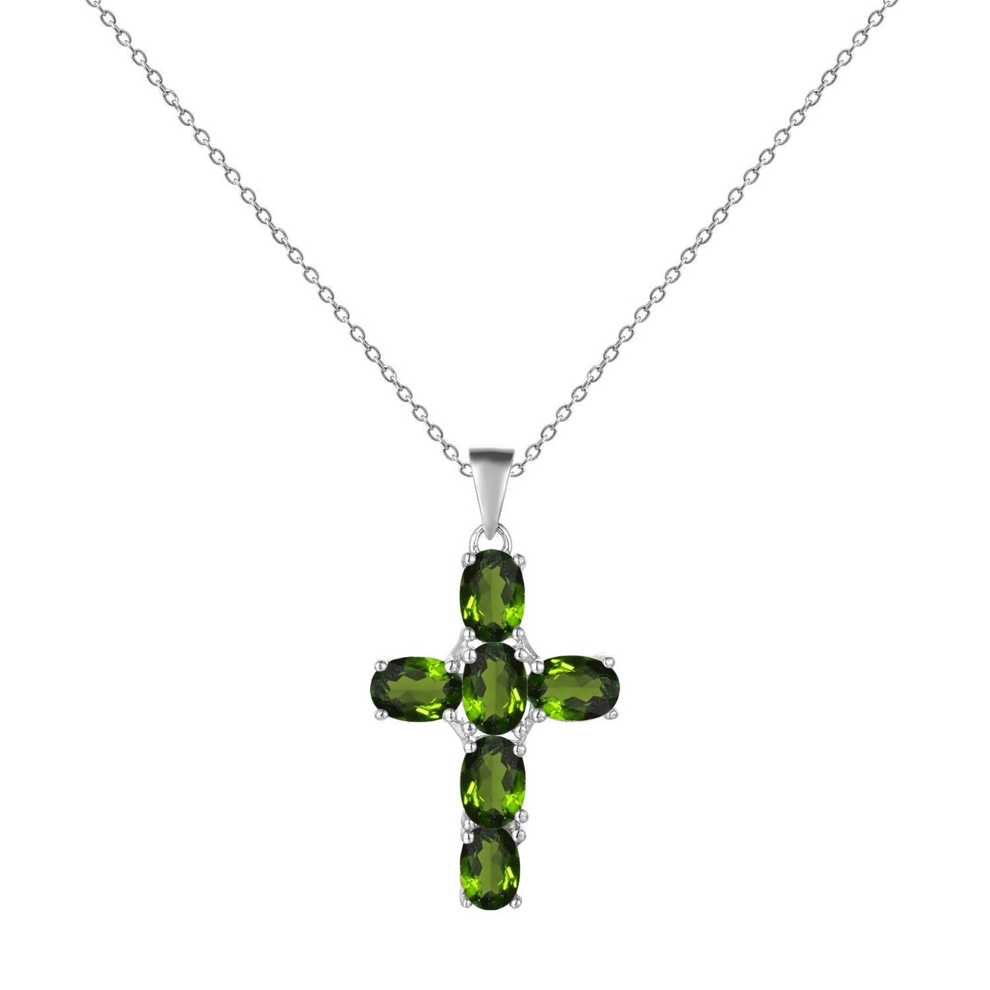 925 Silver Inlaid Crystal Cross Necklace Pendant
