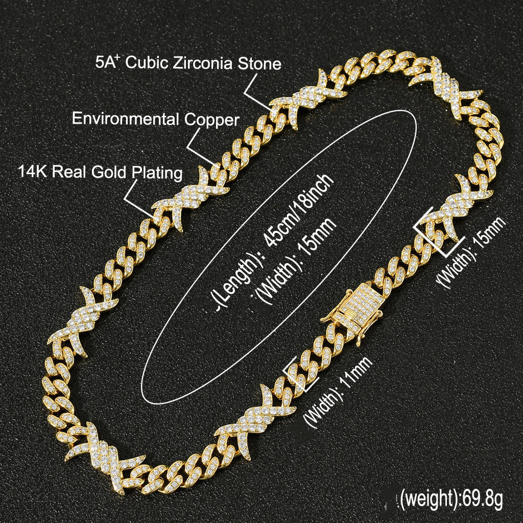 Men And Women Couples Clavicle Chain Zircon Necklace Hip Hop Accessories