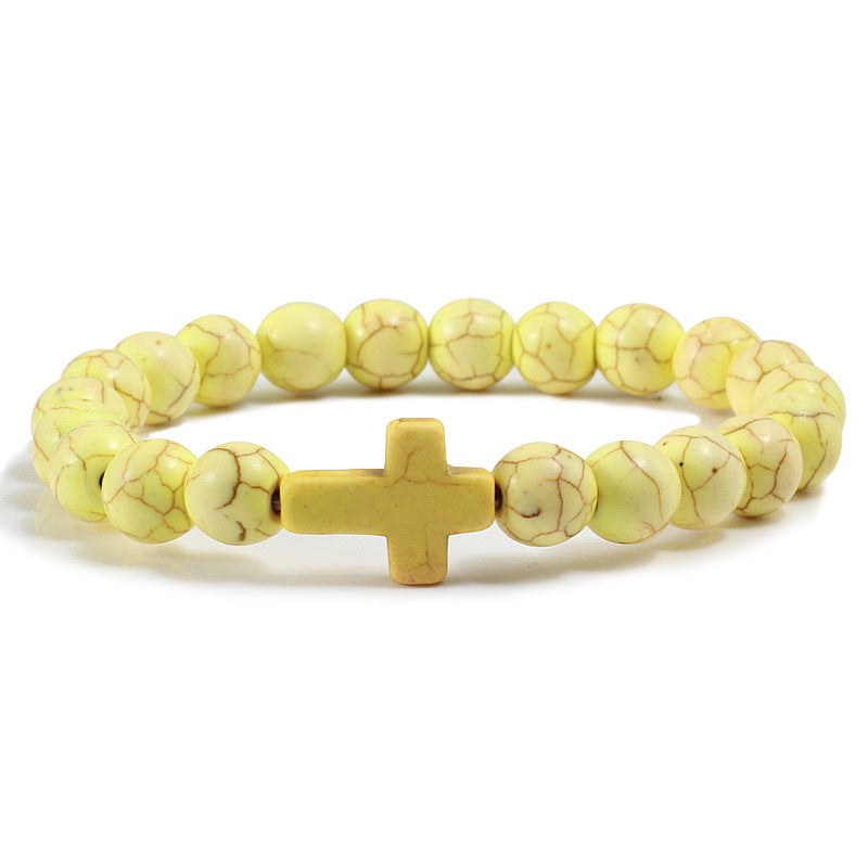 Blaues Türkis-Kreuz-Armband