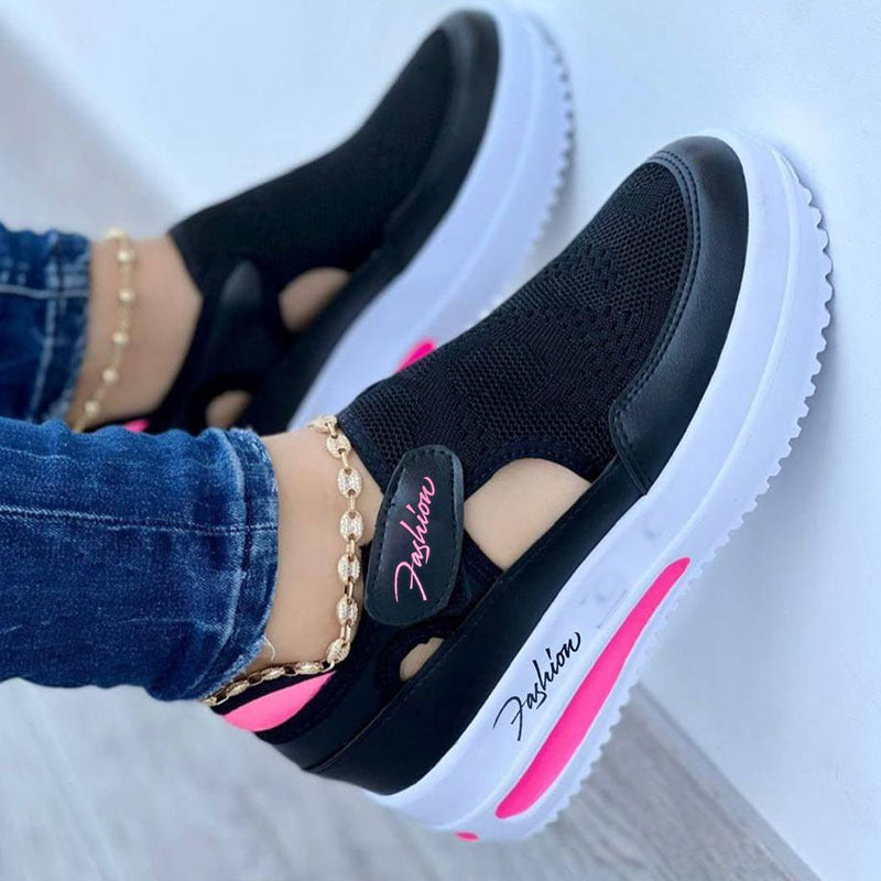 Flache, atmungsaktive Mesh-Schuhe mit Klettverschluss