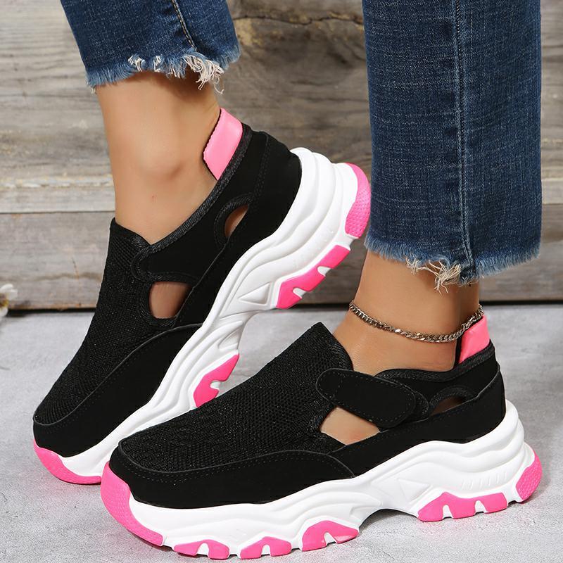 Mesh-Sportschuhe Damenmode Outdoor Flache Ferse Runde Zehe Preppy Laufschuhe