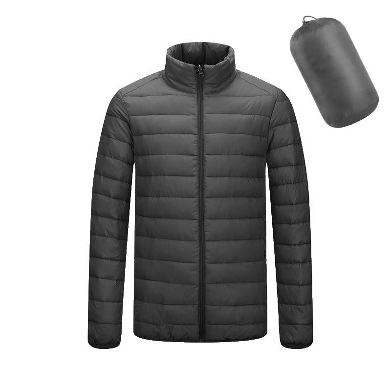 Herren Leichter Kapuzenmantel Winter Warme Einfarbige Reißverschlussjacke Modische Tragbare Oberbekleidung