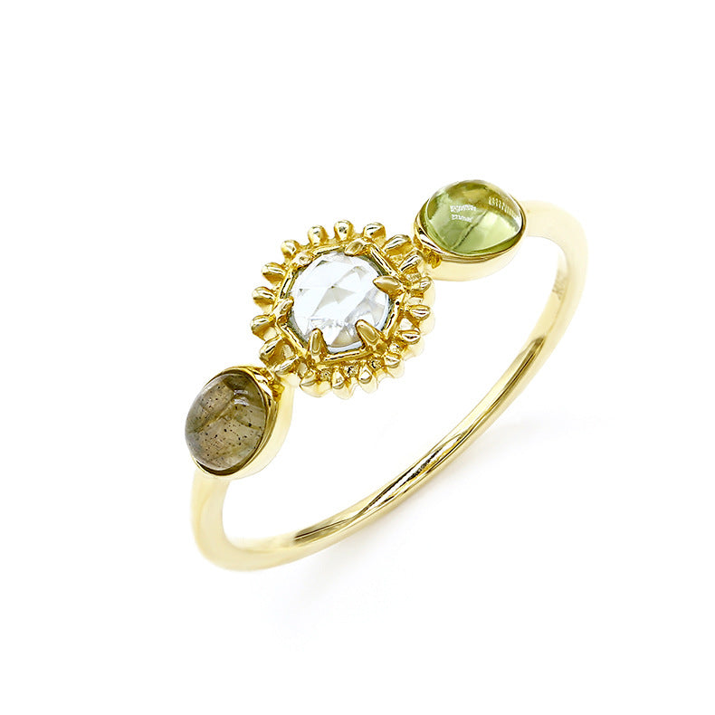 Stylish Ring Topaz Peridot S925 Sterling Silver for Everyday Wear