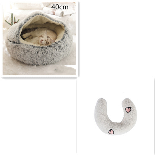 2 en 1 Lit pour chien et chat Lit d'hiver pour animaux de compagnie Lit rond en peluche Lit chaud Maison douce longue en peluche Produits pour animaux de compagnie