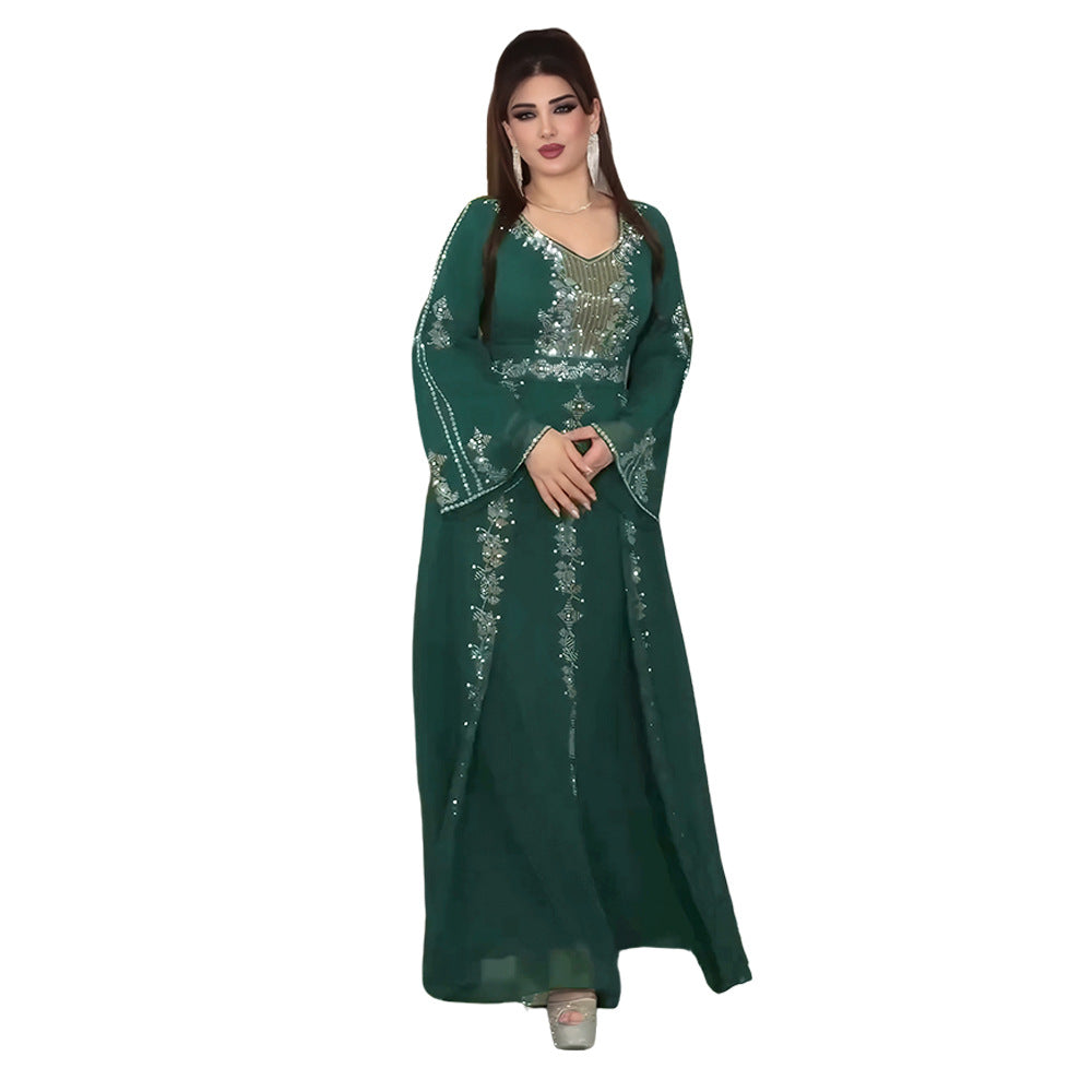 Stylish Elegant Heavy Industry Muslim Dress for Everyday Wear