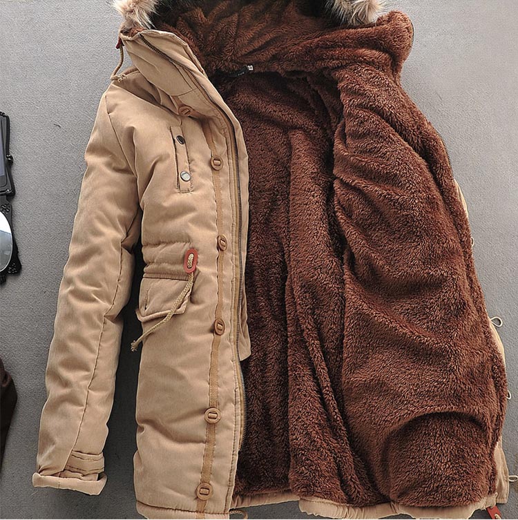Manteau d'hiver pour hommes, doublure en laine d'agneau, veste épaisse matelassée, manteau en coton pour hommes