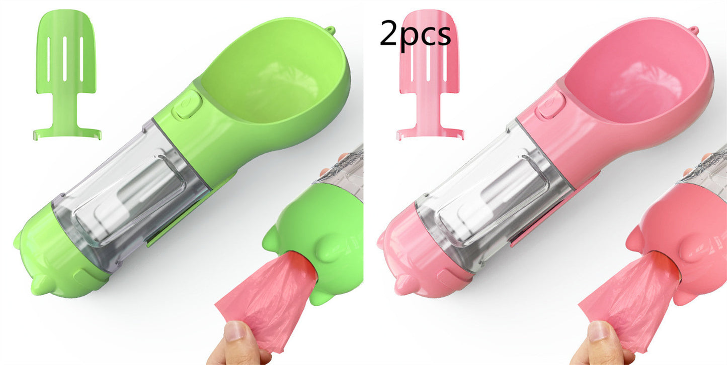 Bouteille d'eau pour animaux de compagnie, gamelle, rangement de sacs poubelles, portable pour voyage en extérieur, bouteille d'eau 3-en-1 pour chien