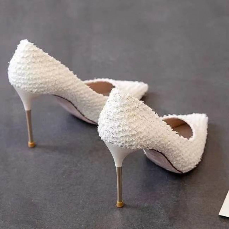 Neue weiße High Heels Damen Stiletto Spitz zulaufend