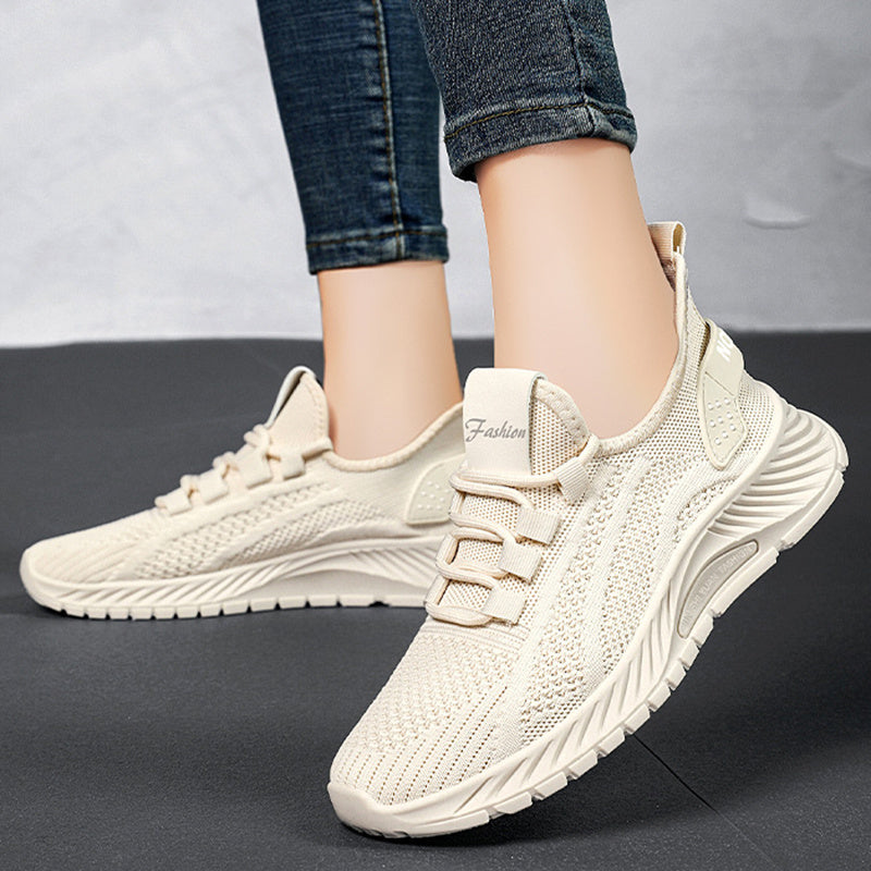 Modische, lässige Sportschuhe für Damen, flache Schnürschuhe, leichte, atmungsaktive Laufschuhe aus Mesh