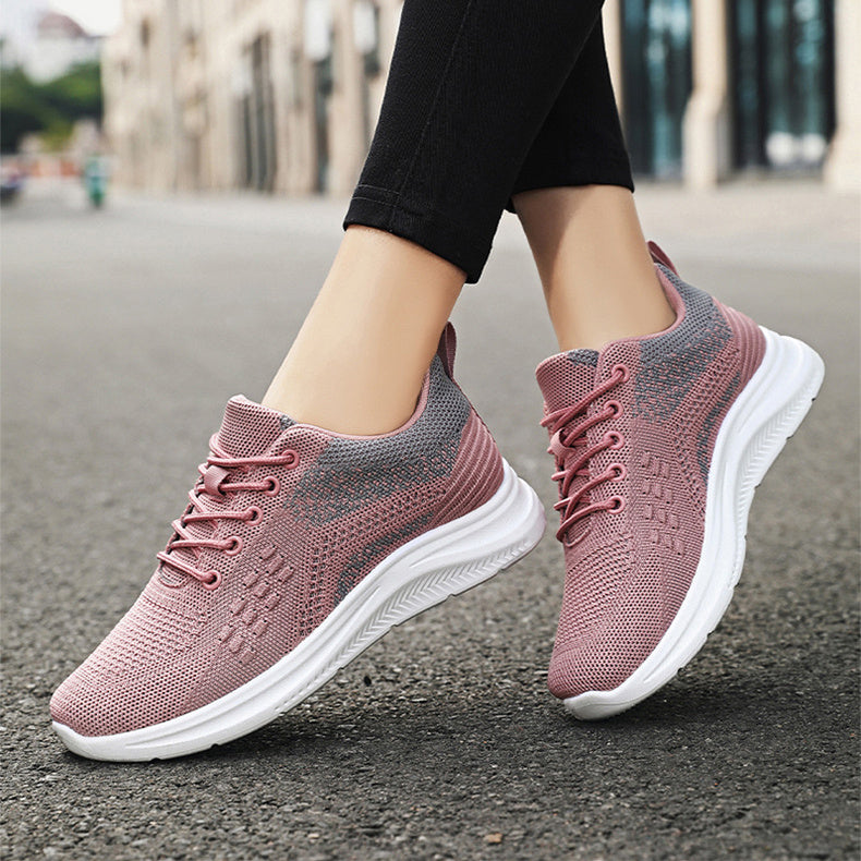 Schnür-Sneakers Damen Leichte atmungsaktive Flats Schuhe